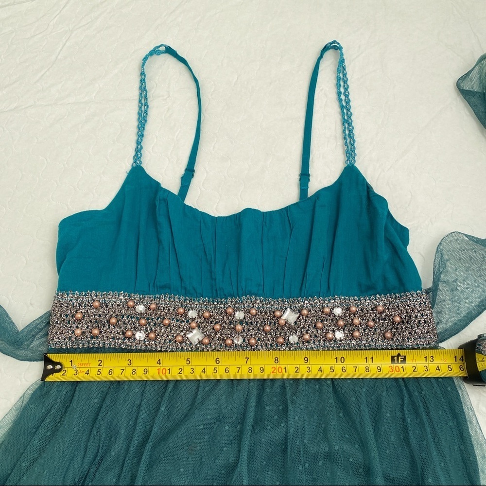 Free People Princess Voile teal babydoll empire waist dress 6 - Picture 9 of 12